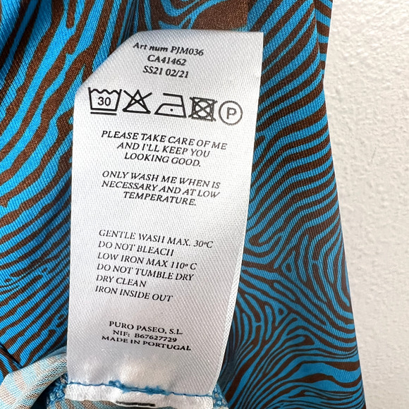 Paloma Wool Luz Slinky Midi Dress Size Large Zebra Print Mosaic Blue 90s Y2K - Picture 10 of 16